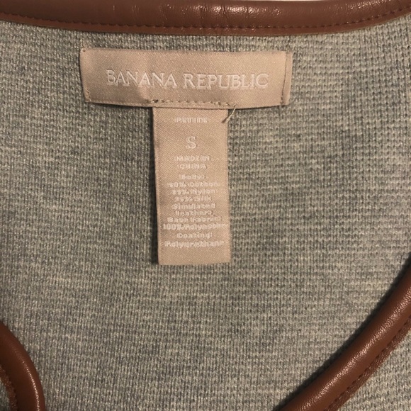 Leather-trimmed, colorblock cardigan - Picture 2 of 5